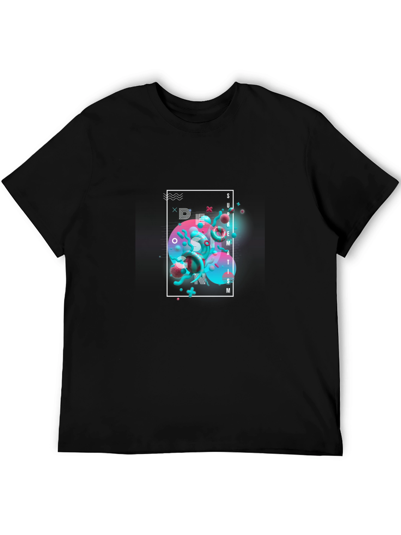 Modern Abstract Graphic Print Black T-Shirt