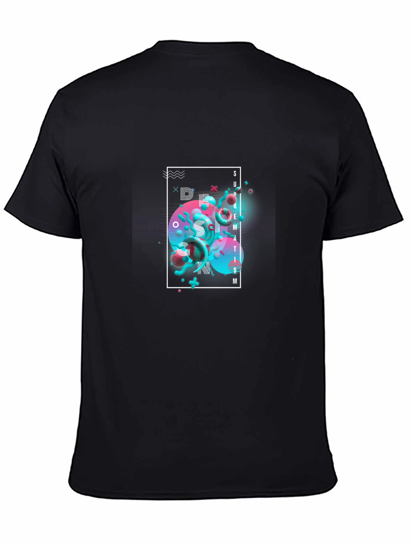 Modern Abstract Graphic Print Black T-Shirt