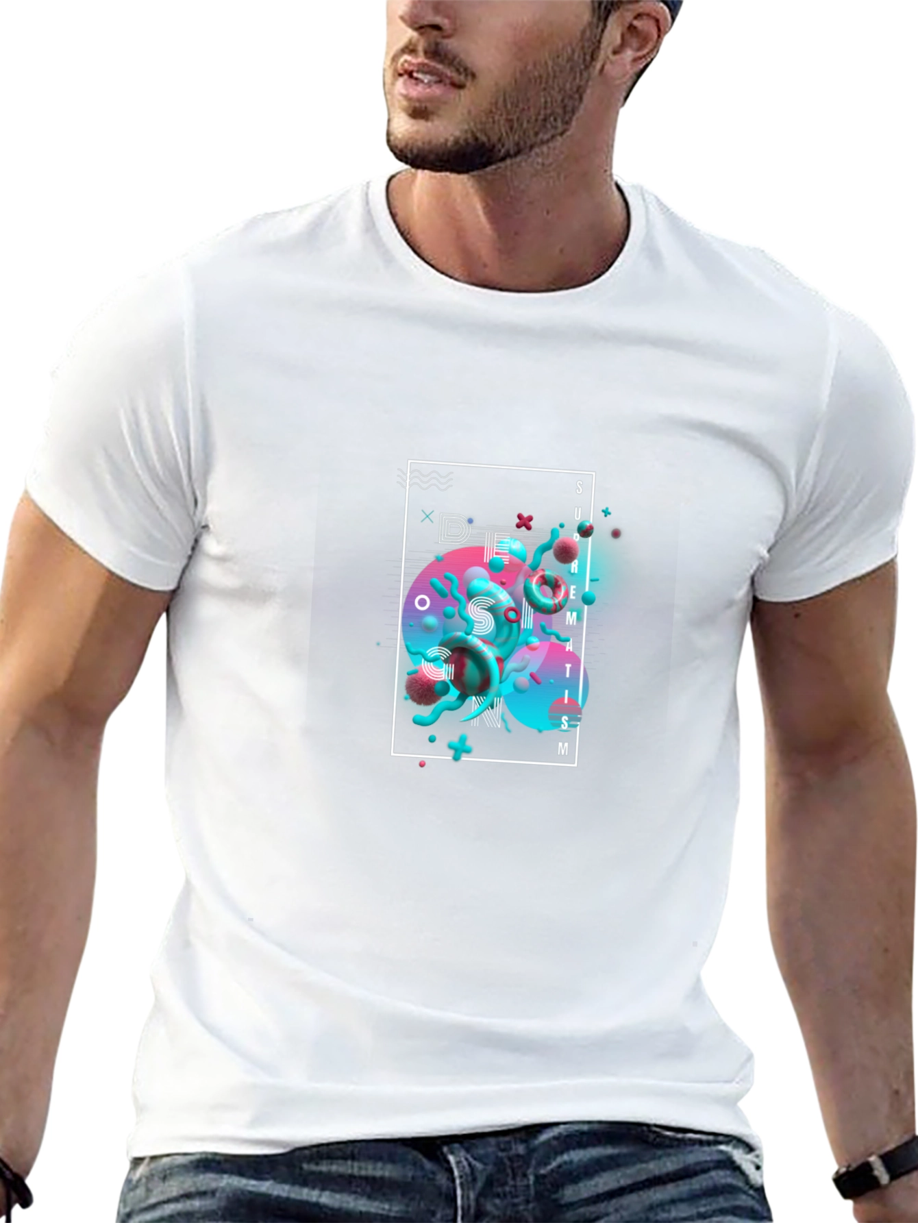 Modern Abstract Graphic Print Black T-Shirt