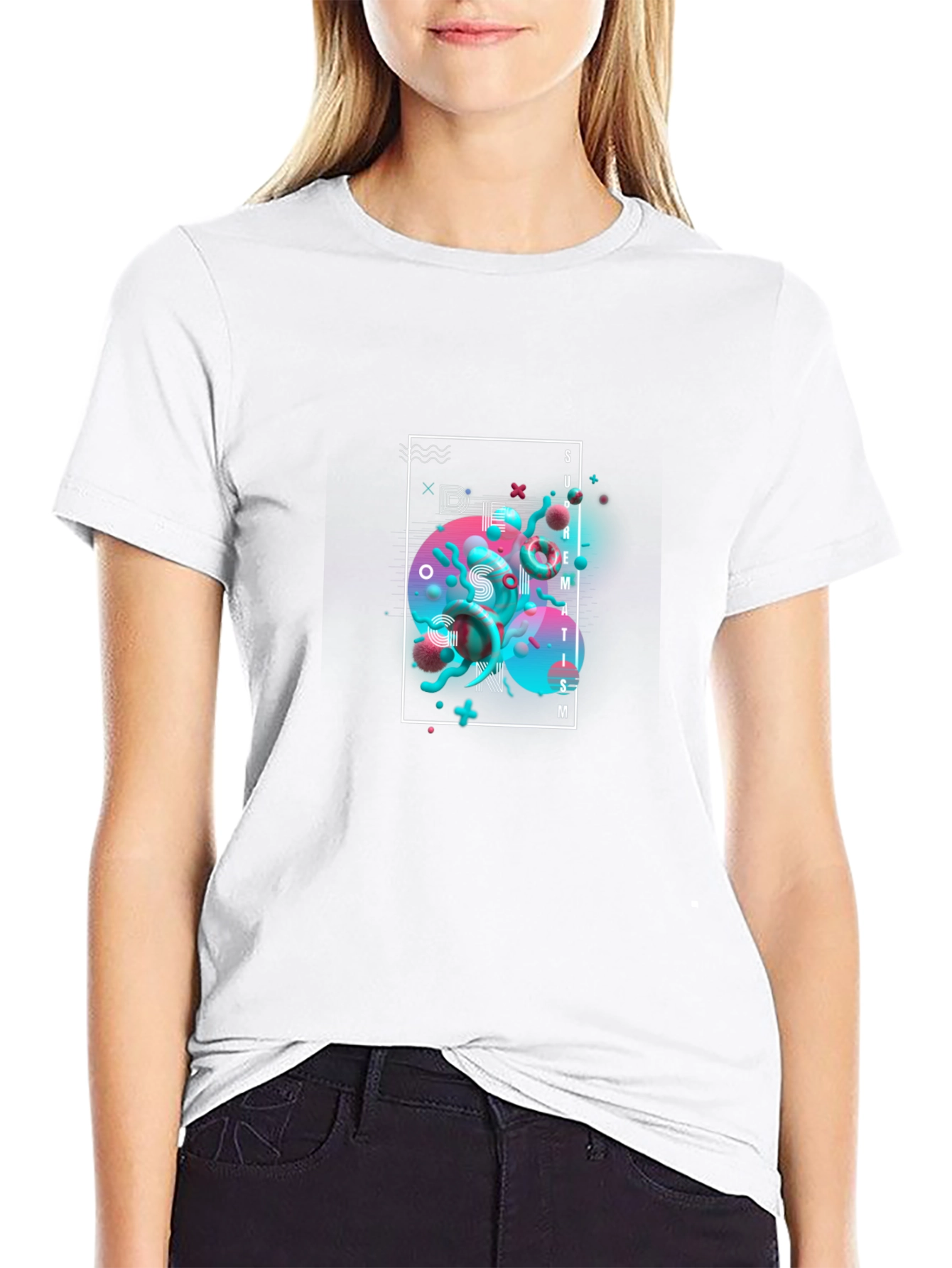 Modern Abstract Graphic Print Black T-Shirt