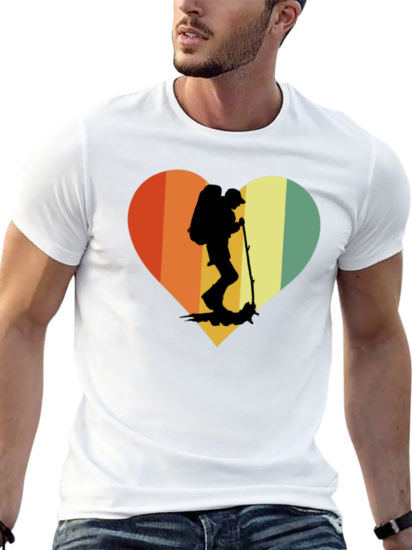 Retro Hiker Heart T-Shirt - Outdoor Adventure Tee