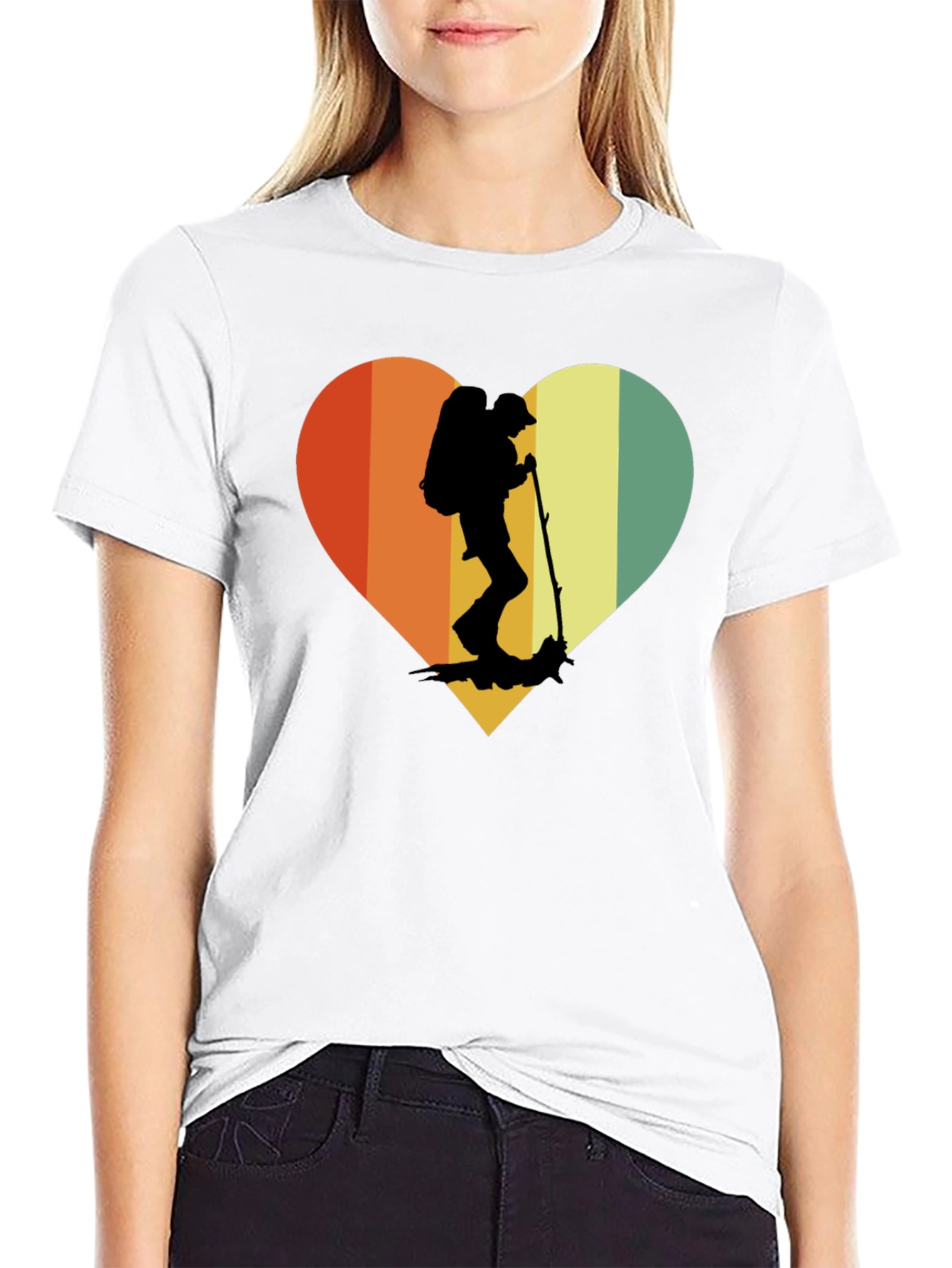 Retro Hiker Heart T-Shirt - Outdoor Adventure Tee