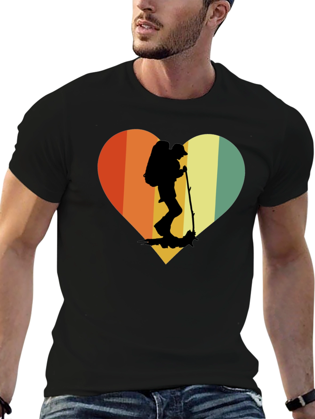 Retro Hiker Heart T-Shirt - Outdoor Adventure Tee