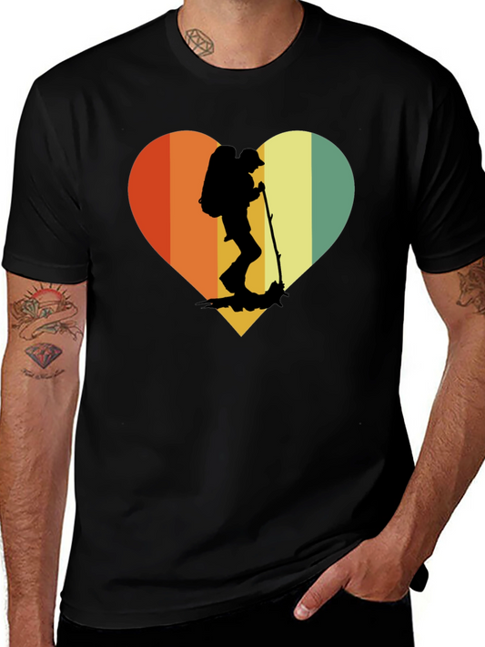 Retro Hiker Heart T-Shirt - Outdoor Adventure Tee