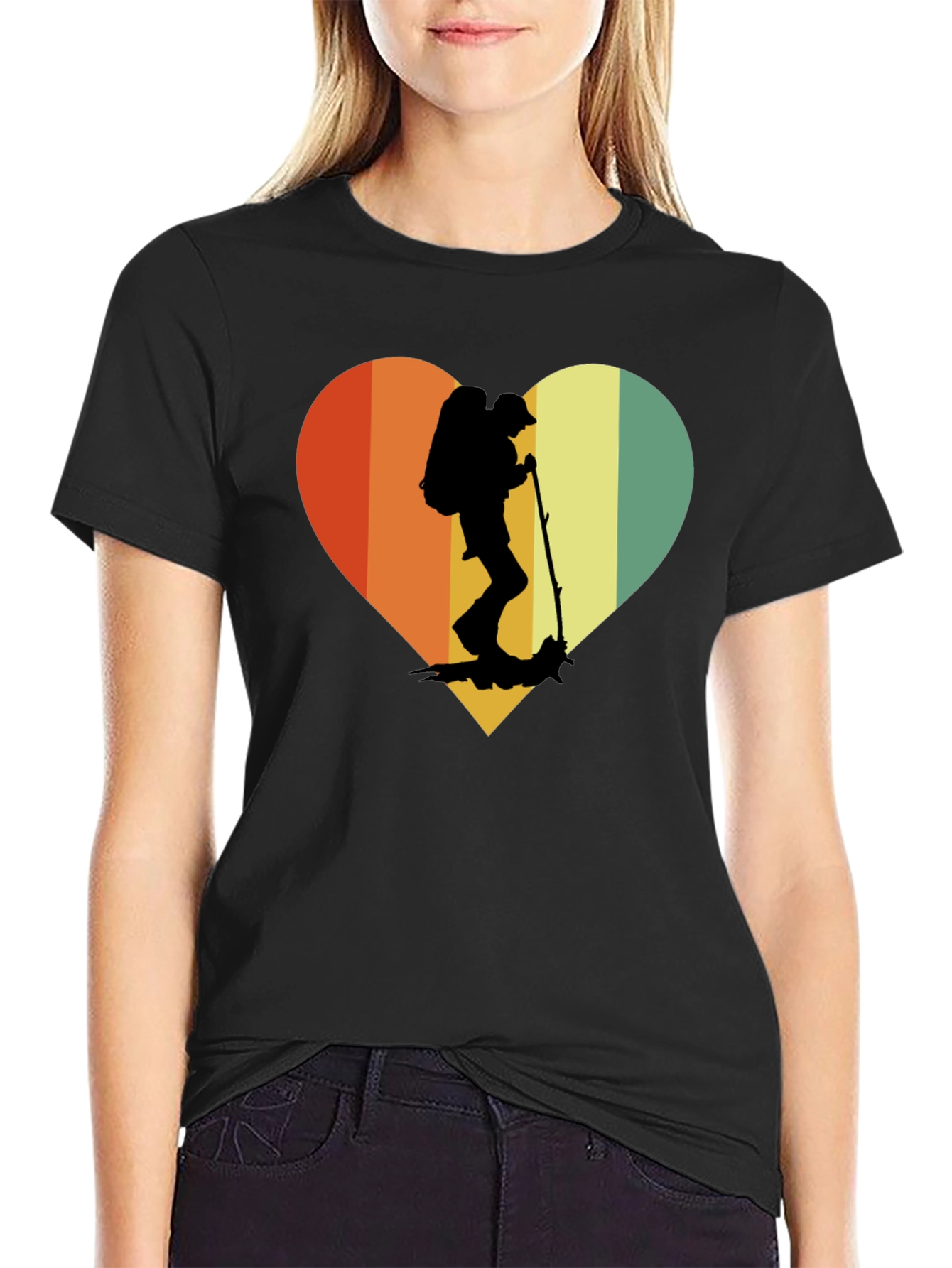 Retro Hiker Heart T-Shirt - Outdoor Adventure Tee