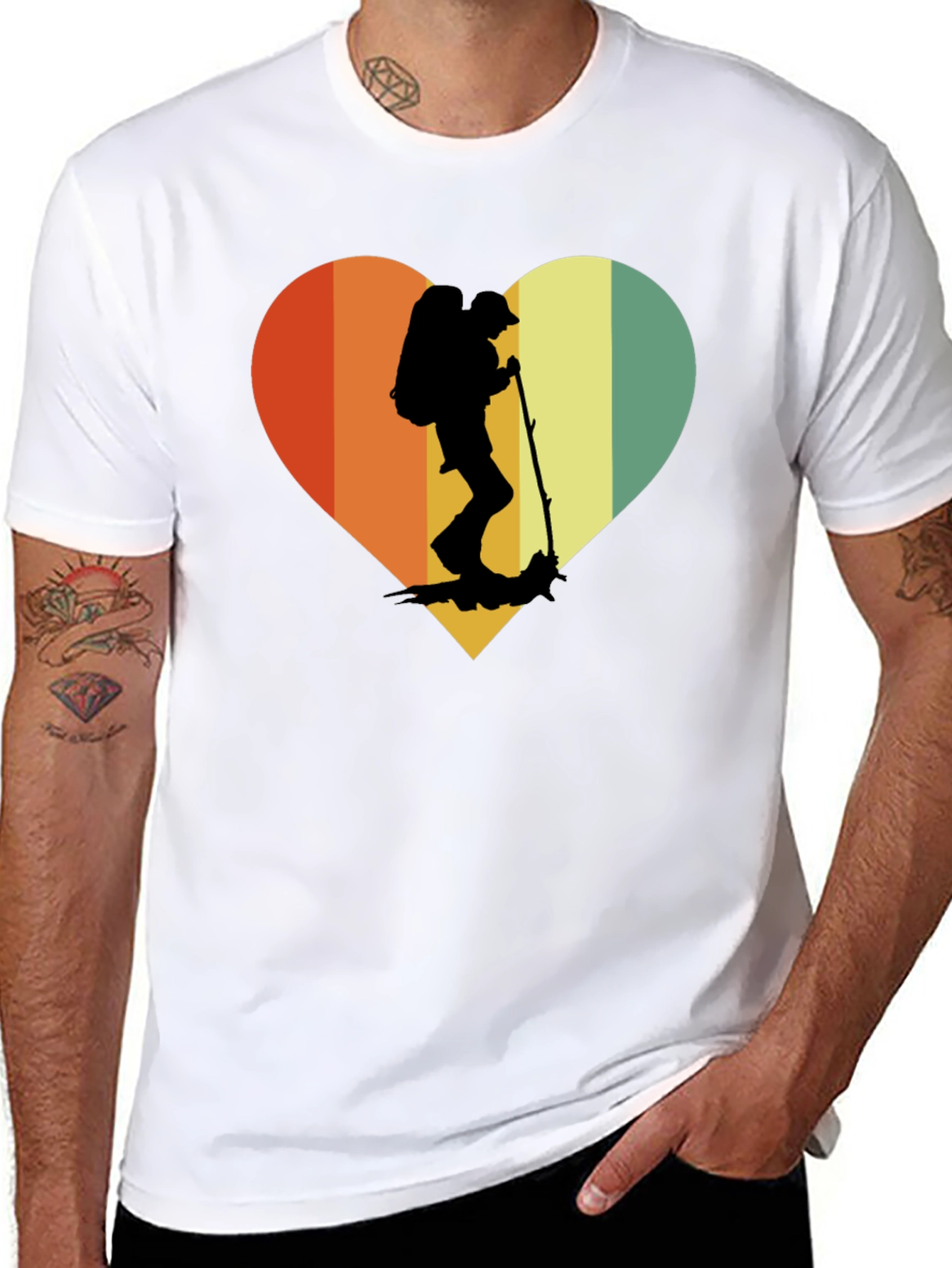 Retro Hiker Heart T-Shirt - Outdoor Adventure Tee