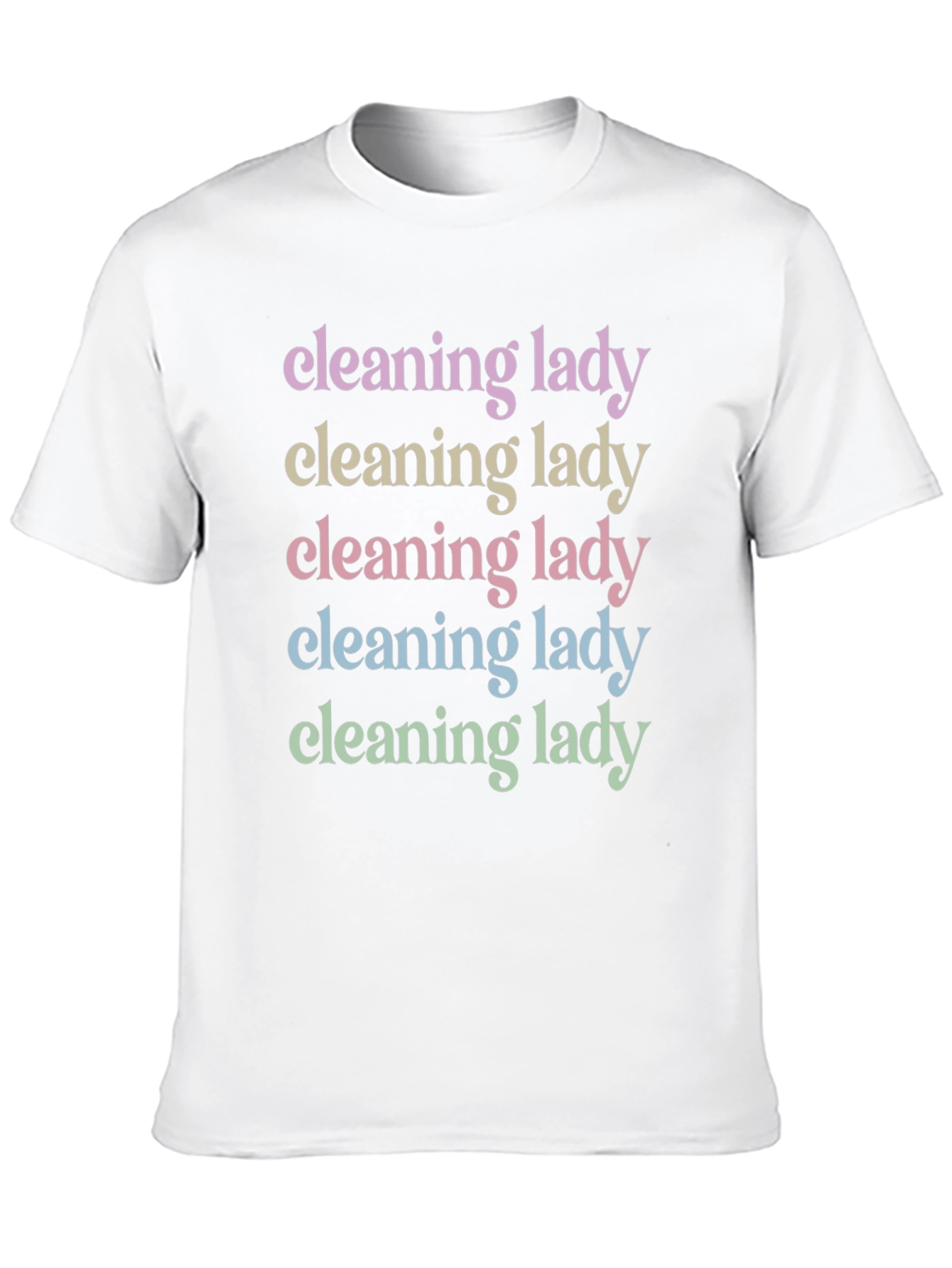 Cleaning Lady Rainbow Text Black T-Shirt