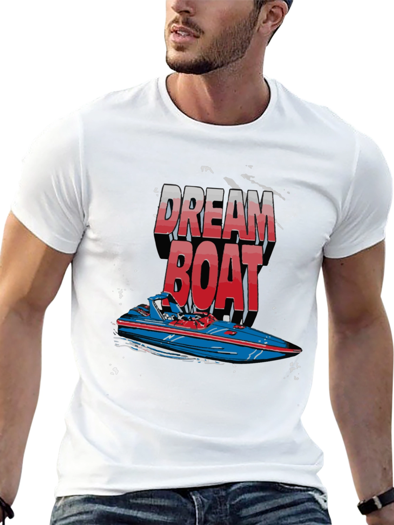 Dream Boat Graphic T-Shirt - Black Crew Neck