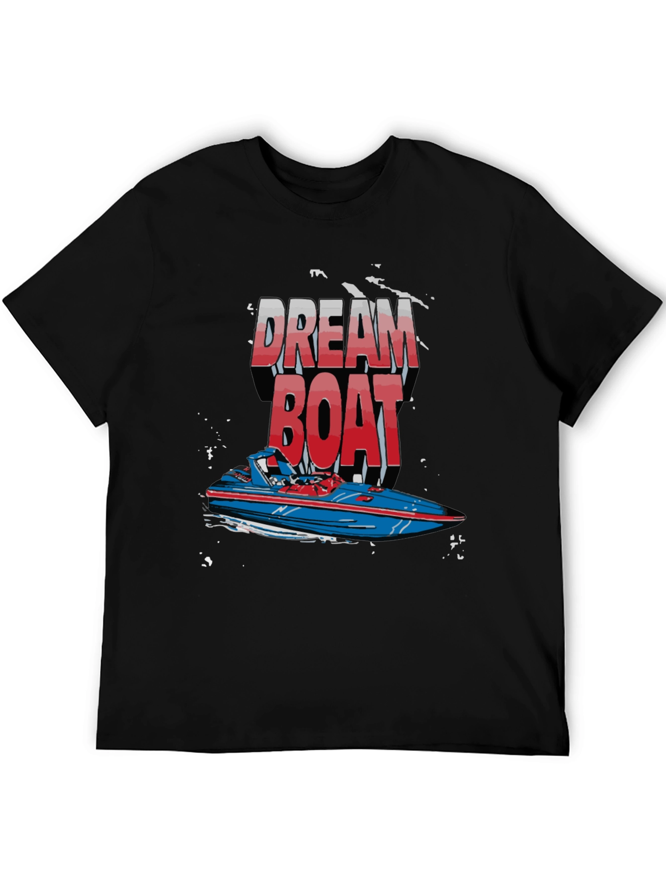 Dream Boat Graphic T-Shirt - Black Crew Neck