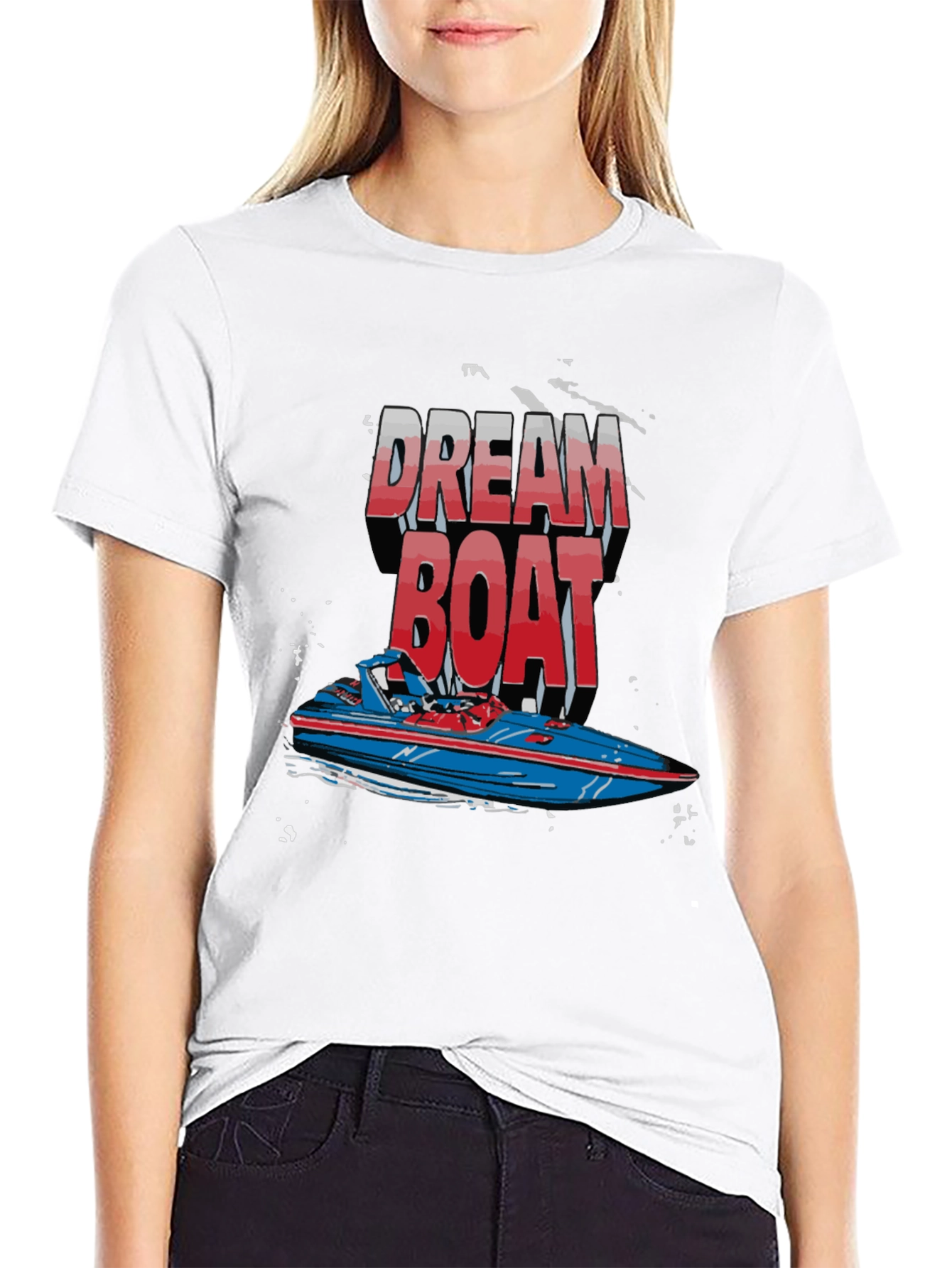 Dream Boat Graphic T-Shirt - Black Crew Neck