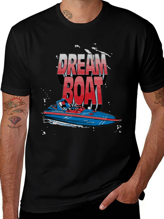 Dream Boat Graphic T-Shirt - Black Crew Neck