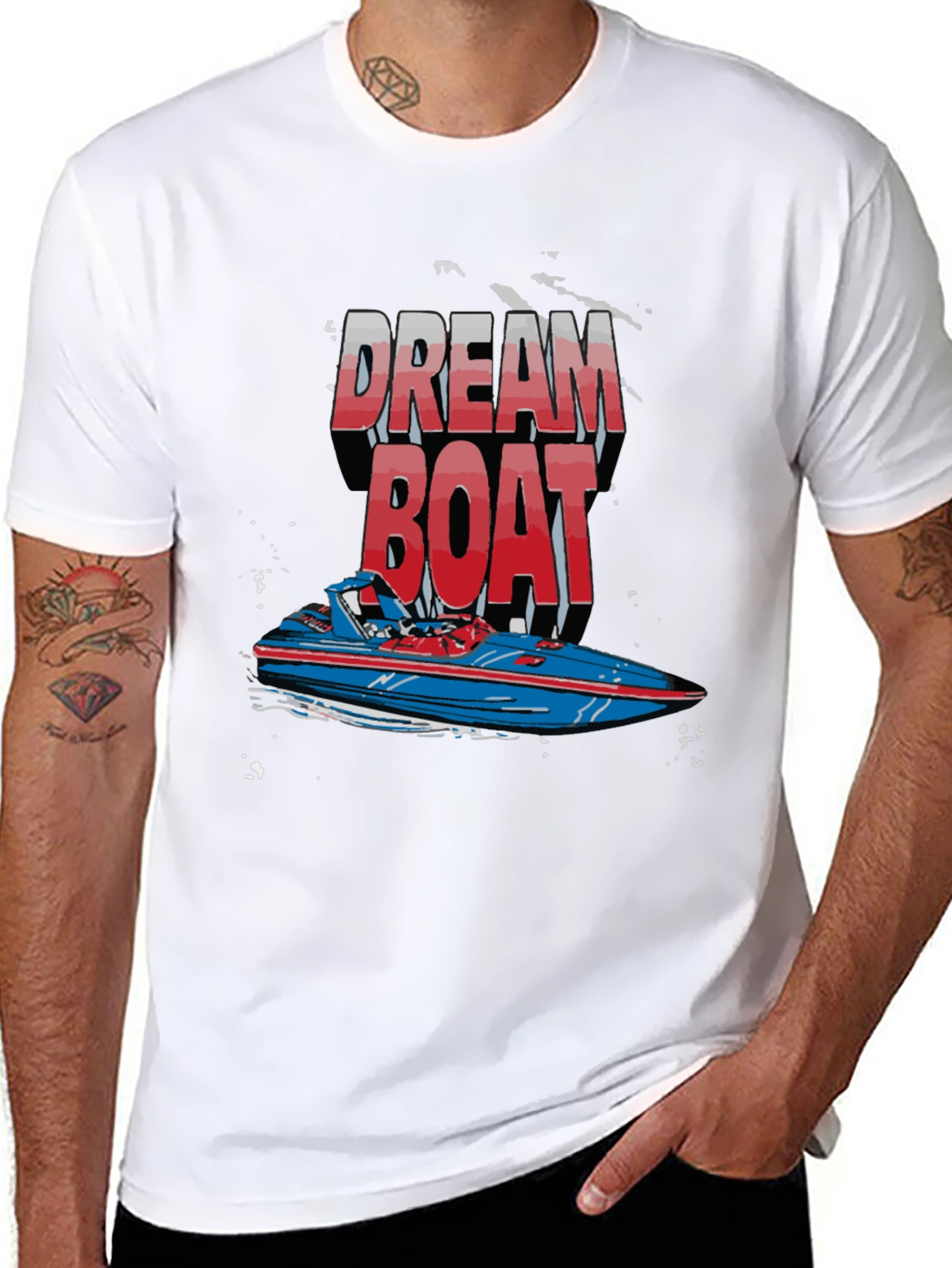 Dream Boat Graphic T-Shirt - Black Crew Neck