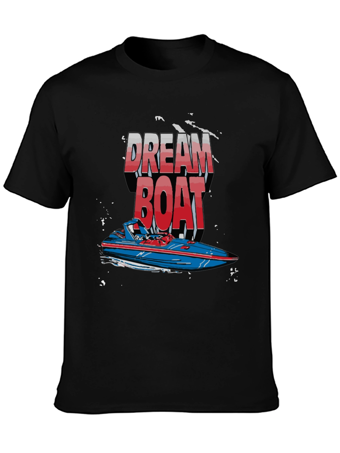 Dream Boat Graphic T-Shirt - Black Crew Neck