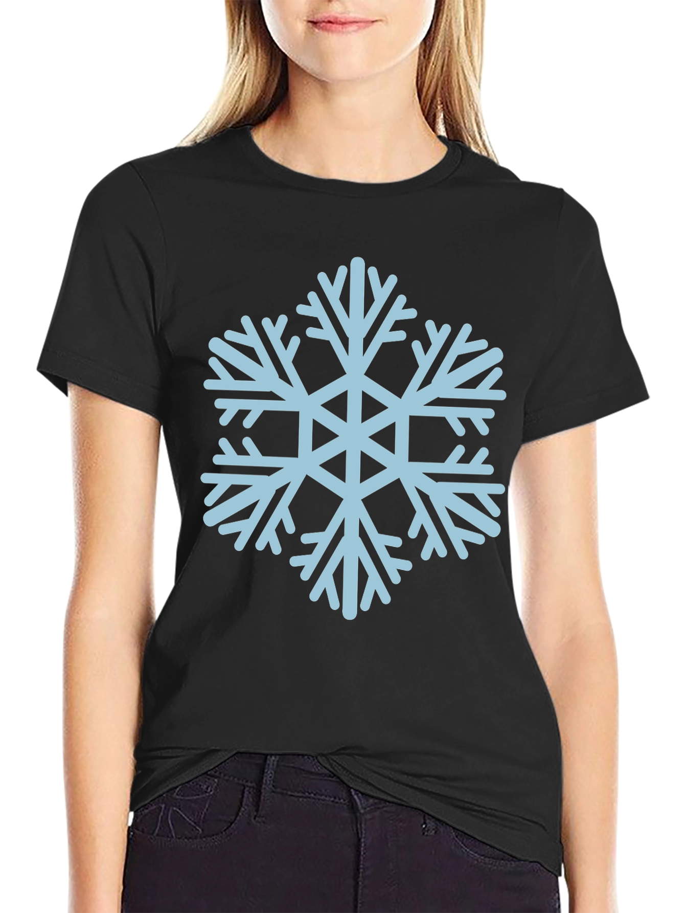 Snowflake Graphic Tee - Black Casual T-Shirt