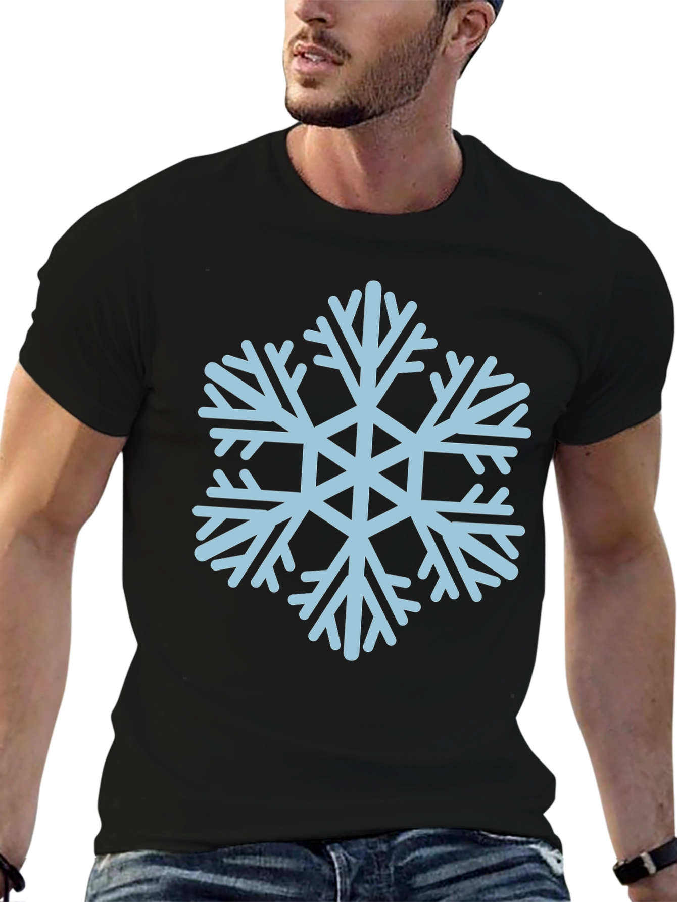 Snowflake Graphic Tee - Black Casual T-Shirt