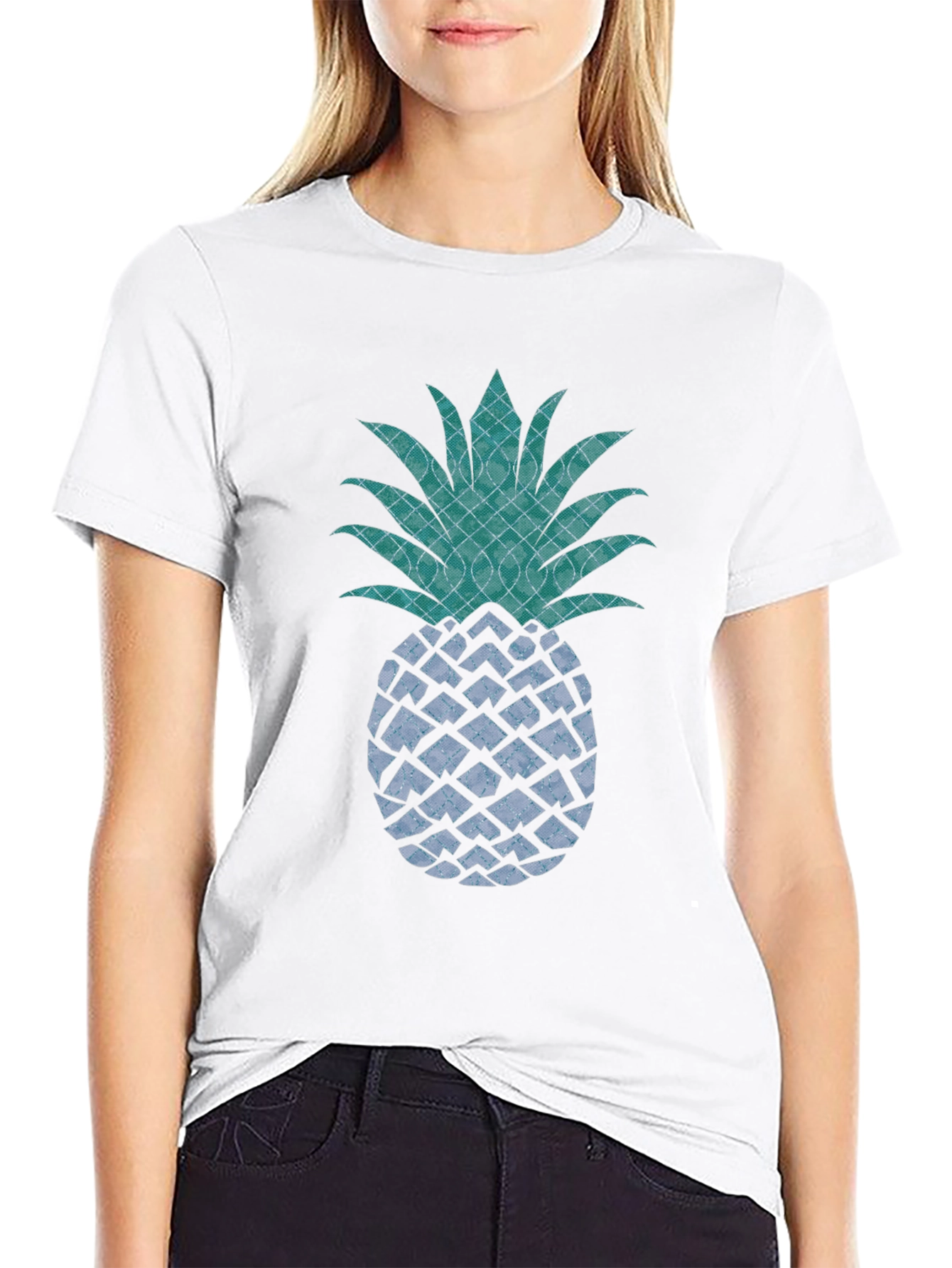 Stylish Pineapple Graphic Tee - Black Cotton T-Shirt