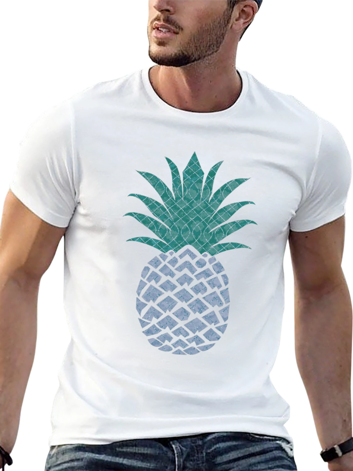 Stylish Pineapple Graphic Tee - Black Cotton T-Shirt