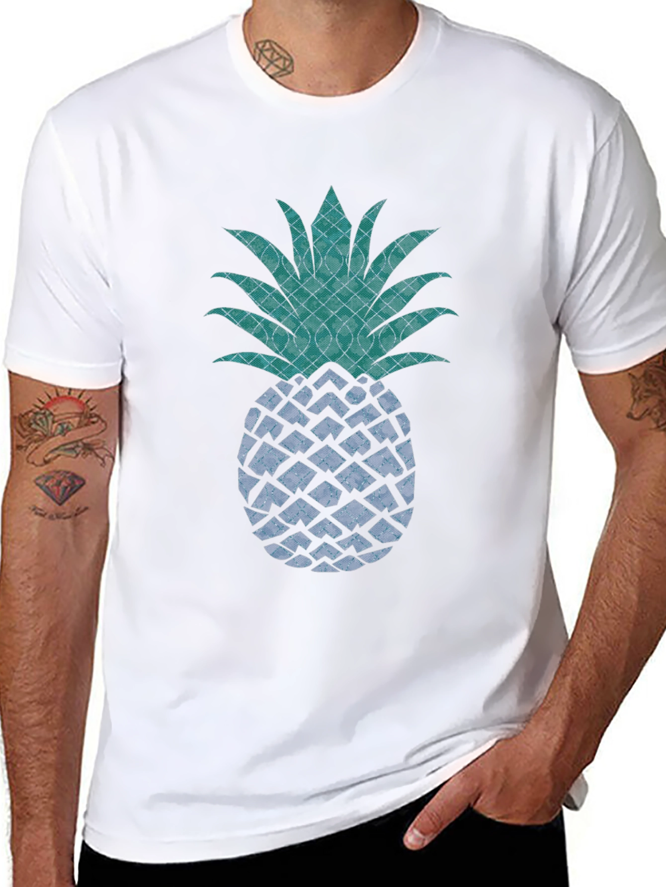 Stylish Pineapple Graphic Tee - Black Cotton T-Shirt