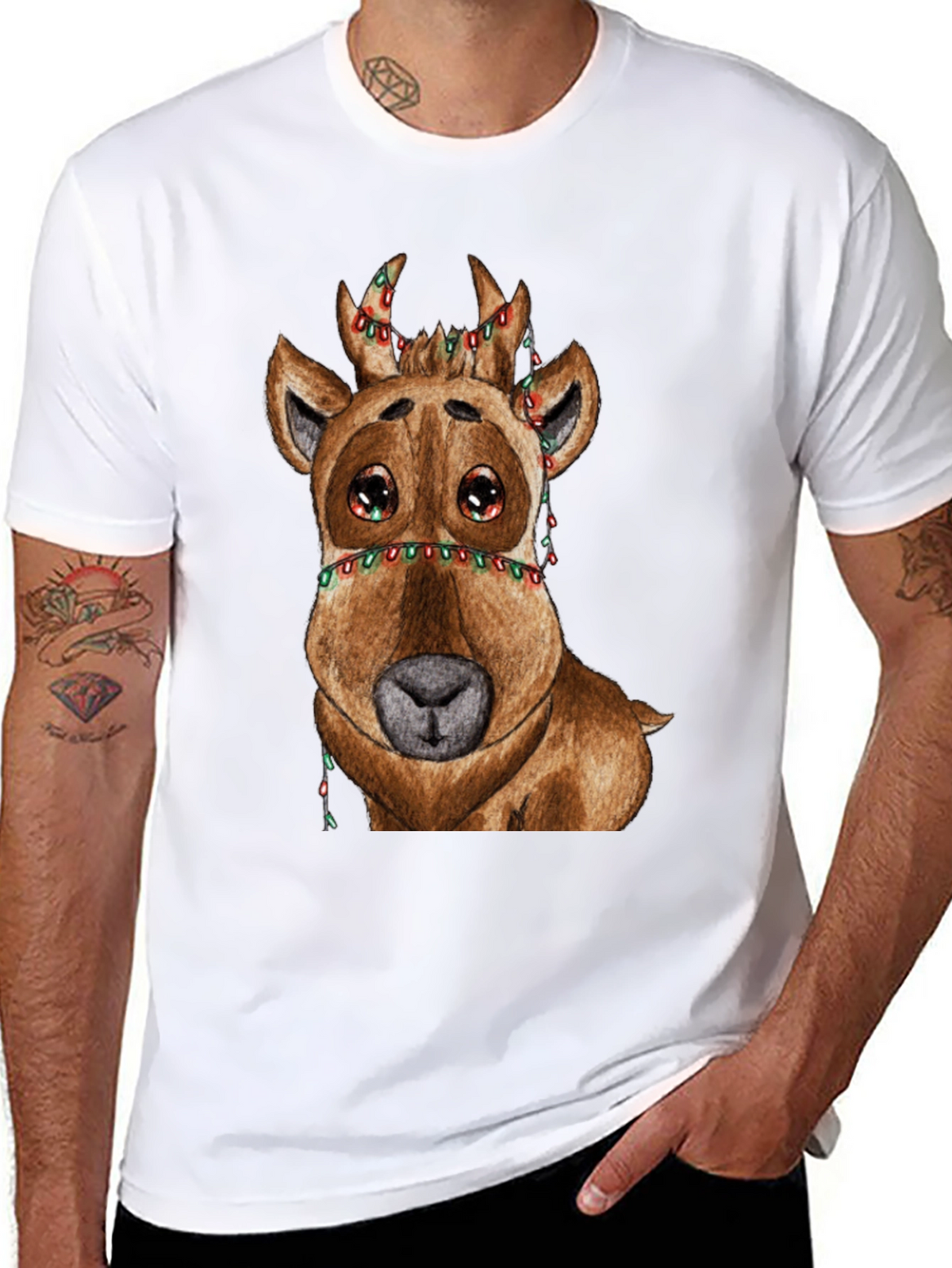 Reindeer Christmas Lights Graphic Tee