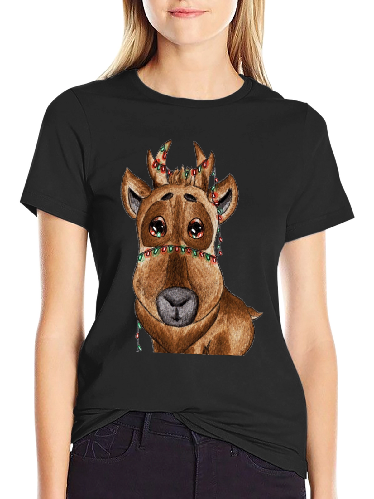 Reindeer Christmas Lights Graphic Tee