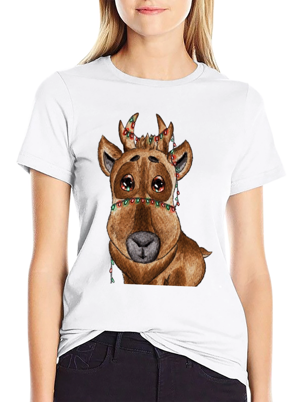 Reindeer Christmas Lights Graphic Tee