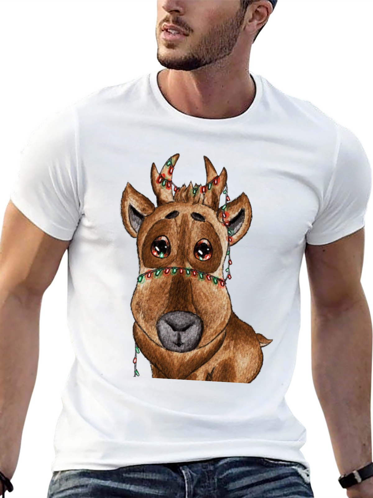 Reindeer Christmas Lights Graphic Tee
