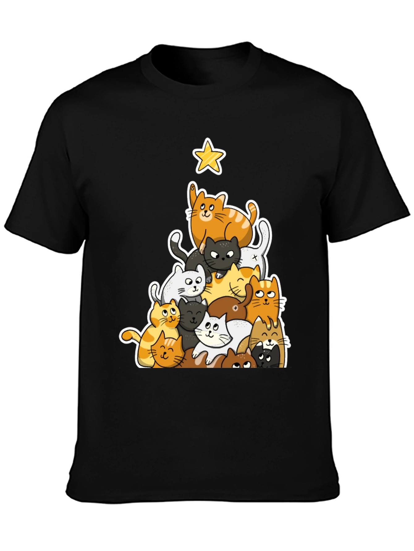 Cat Christmas Tree Graphic Tee