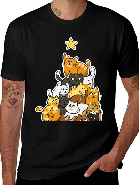 Cat Christmas Tree Graphic Tee