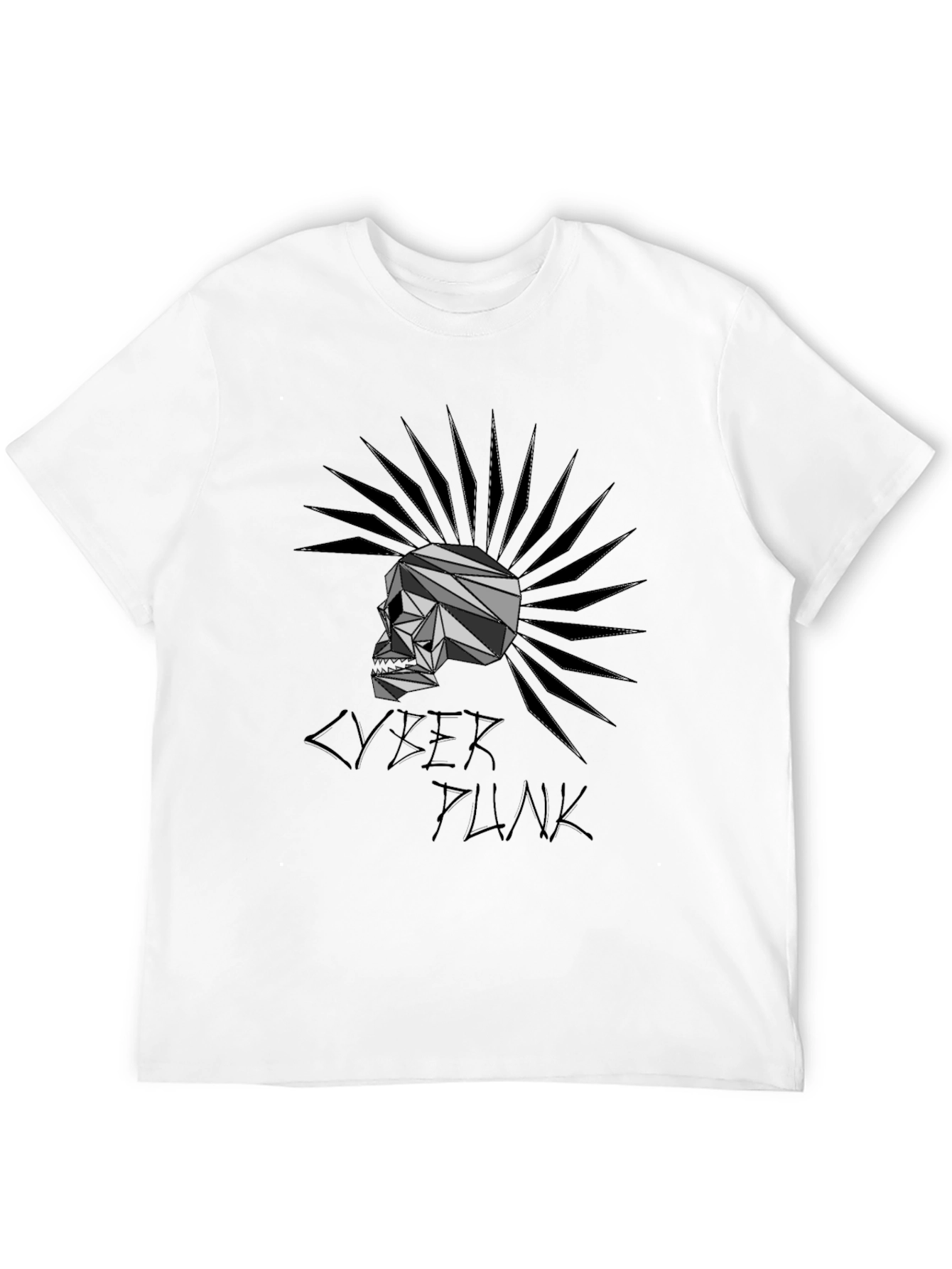 Cyberpunk Skull Graphic T-Shirt - Black
