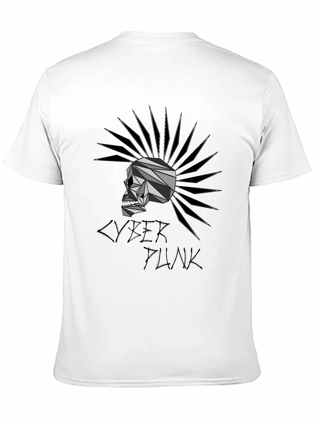 Cyberpunk Skull Graphic T-Shirt - Black