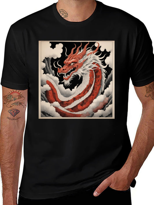 Red Dragon Graphic Tee - Asian Art Style