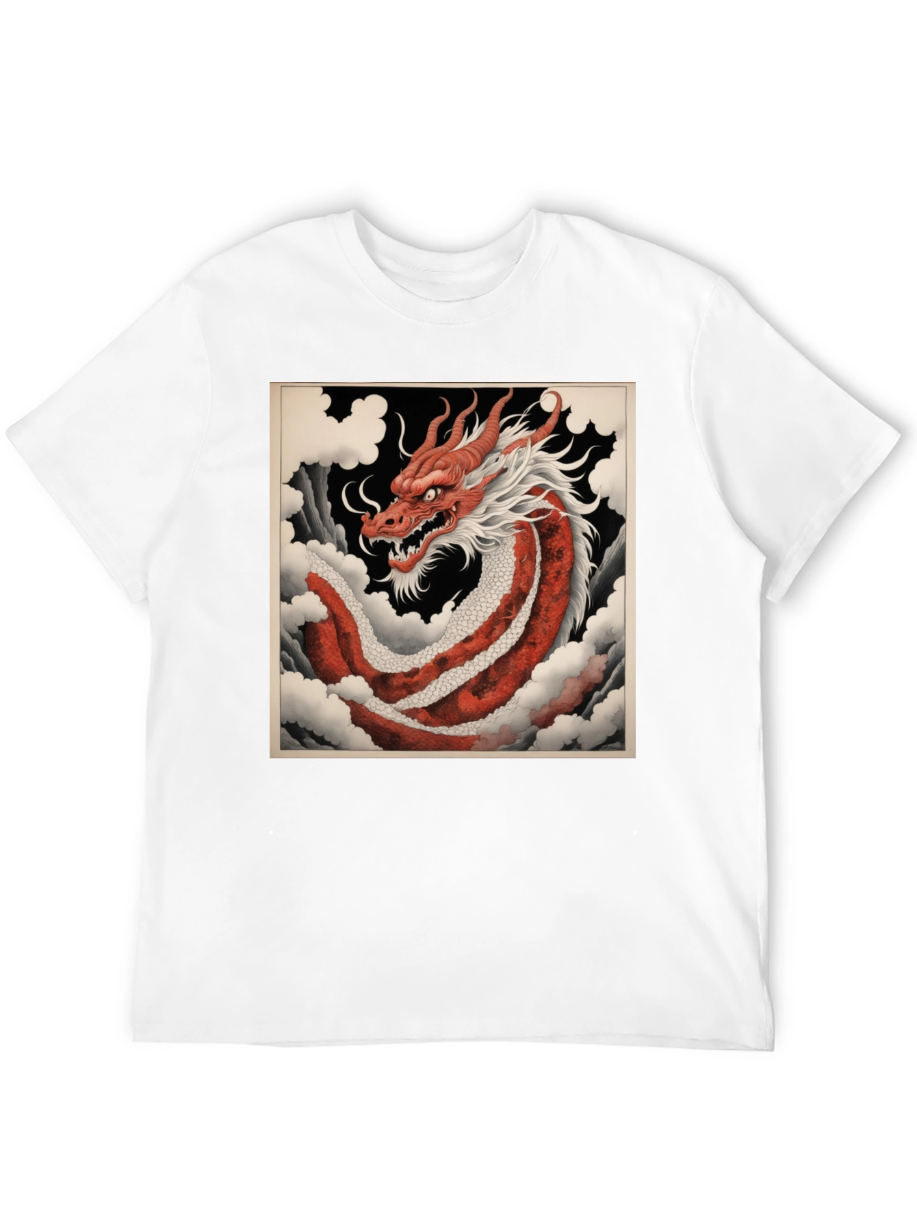 Red Dragon Graphic Tee - Asian Art Style