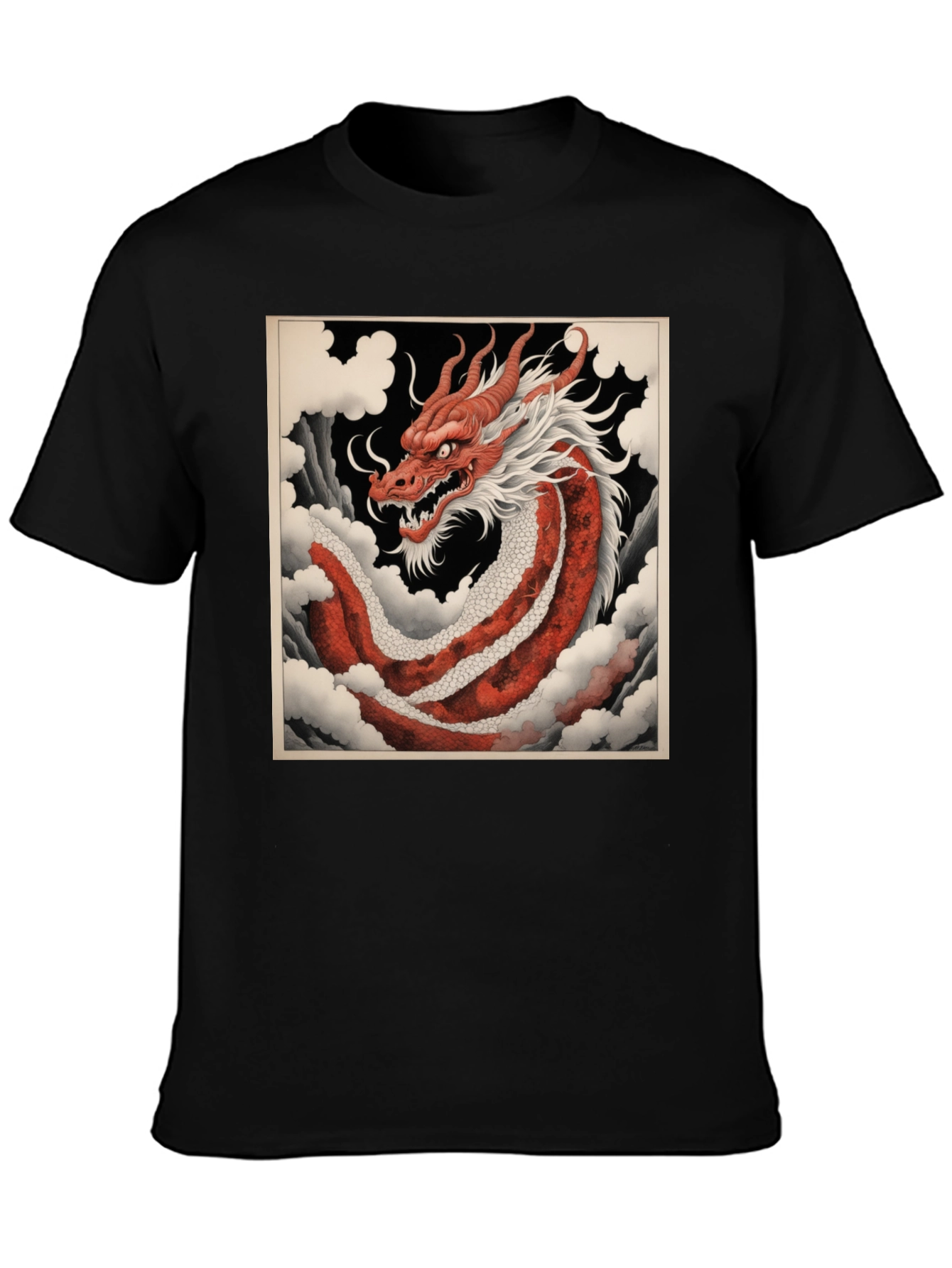 Red Dragon Graphic Tee - Asian Art Style