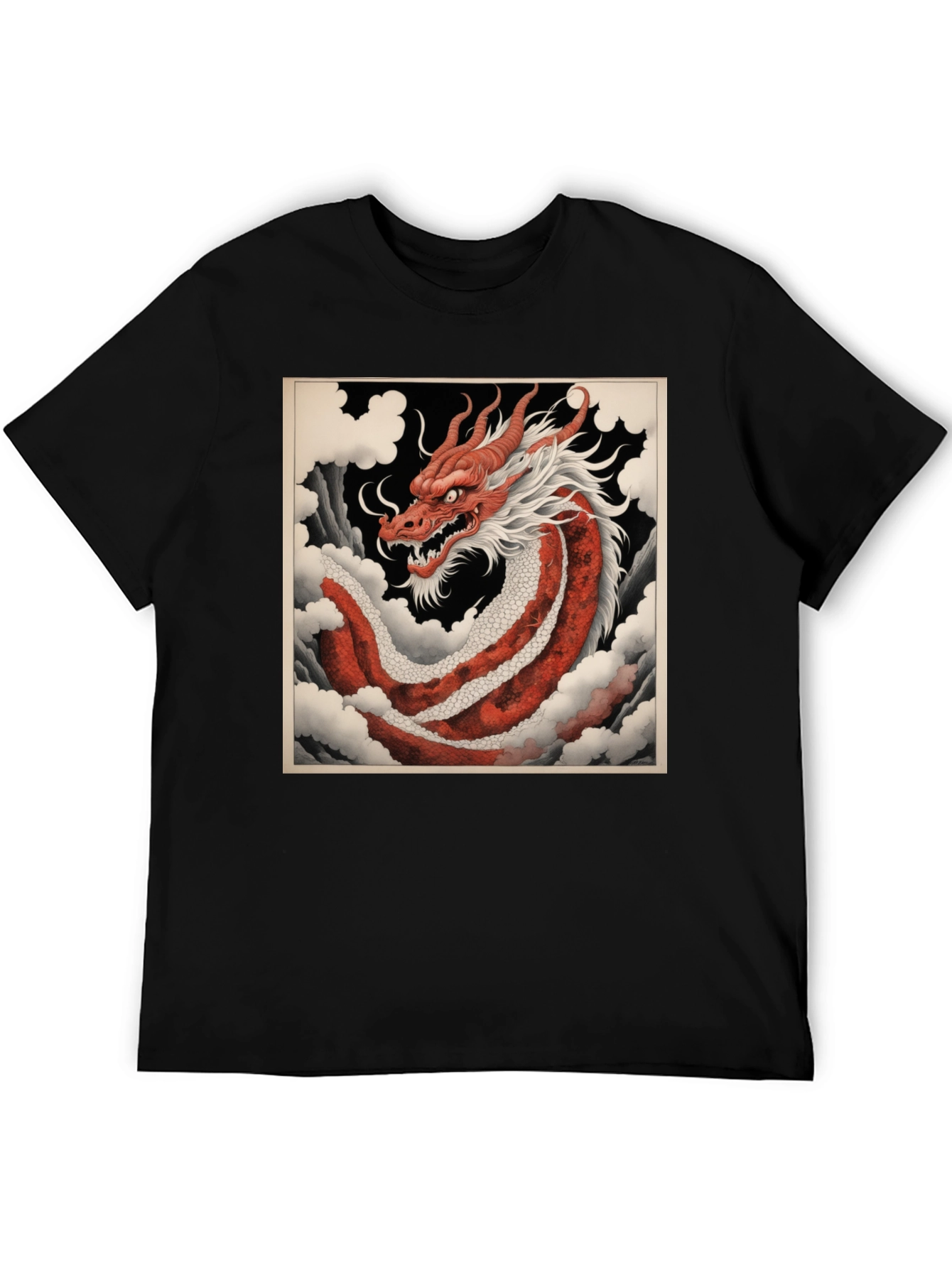 Red Dragon Graphic Tee - Asian Art Style
