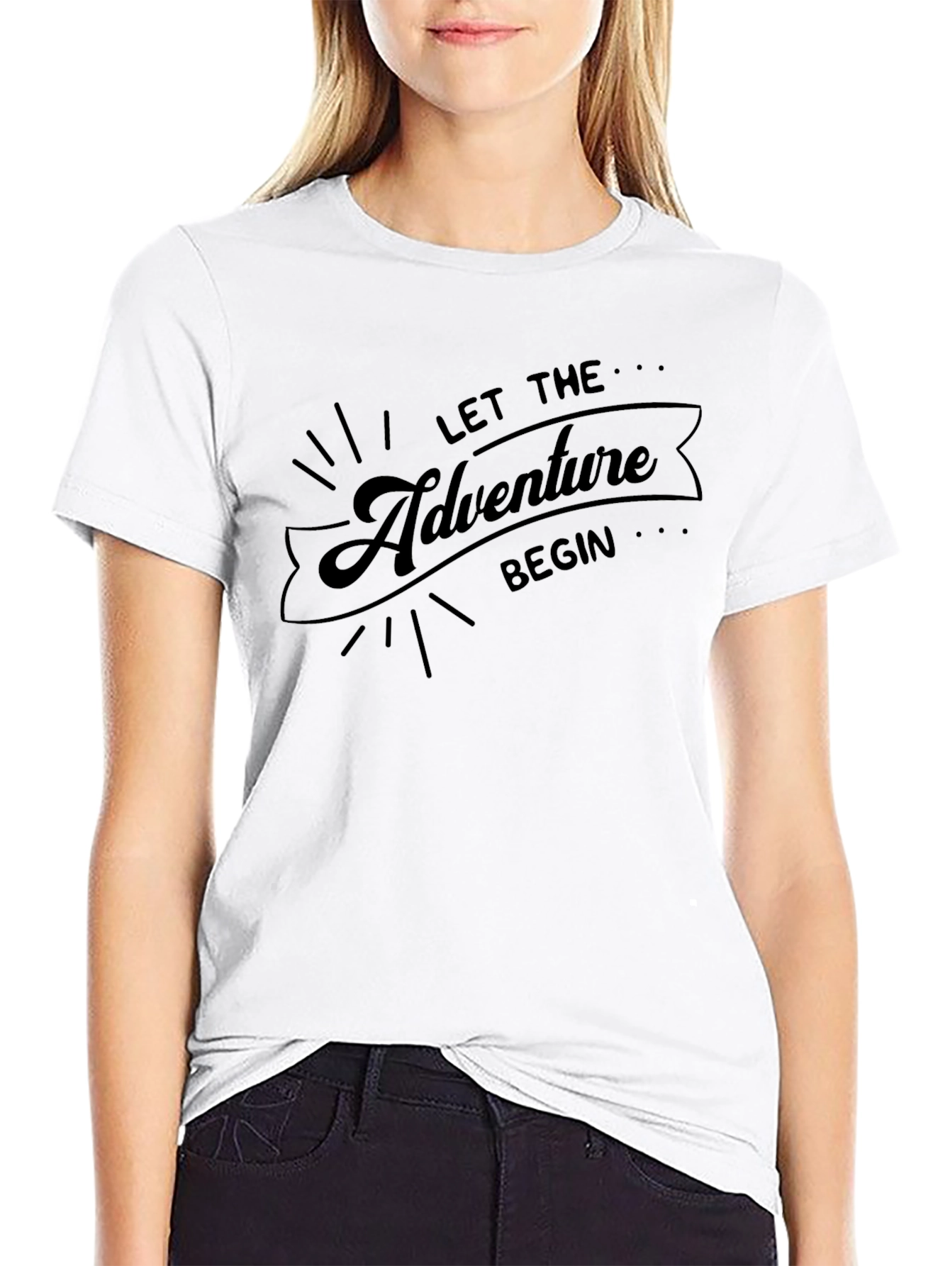 Adventure Begins Black Graphic Tee