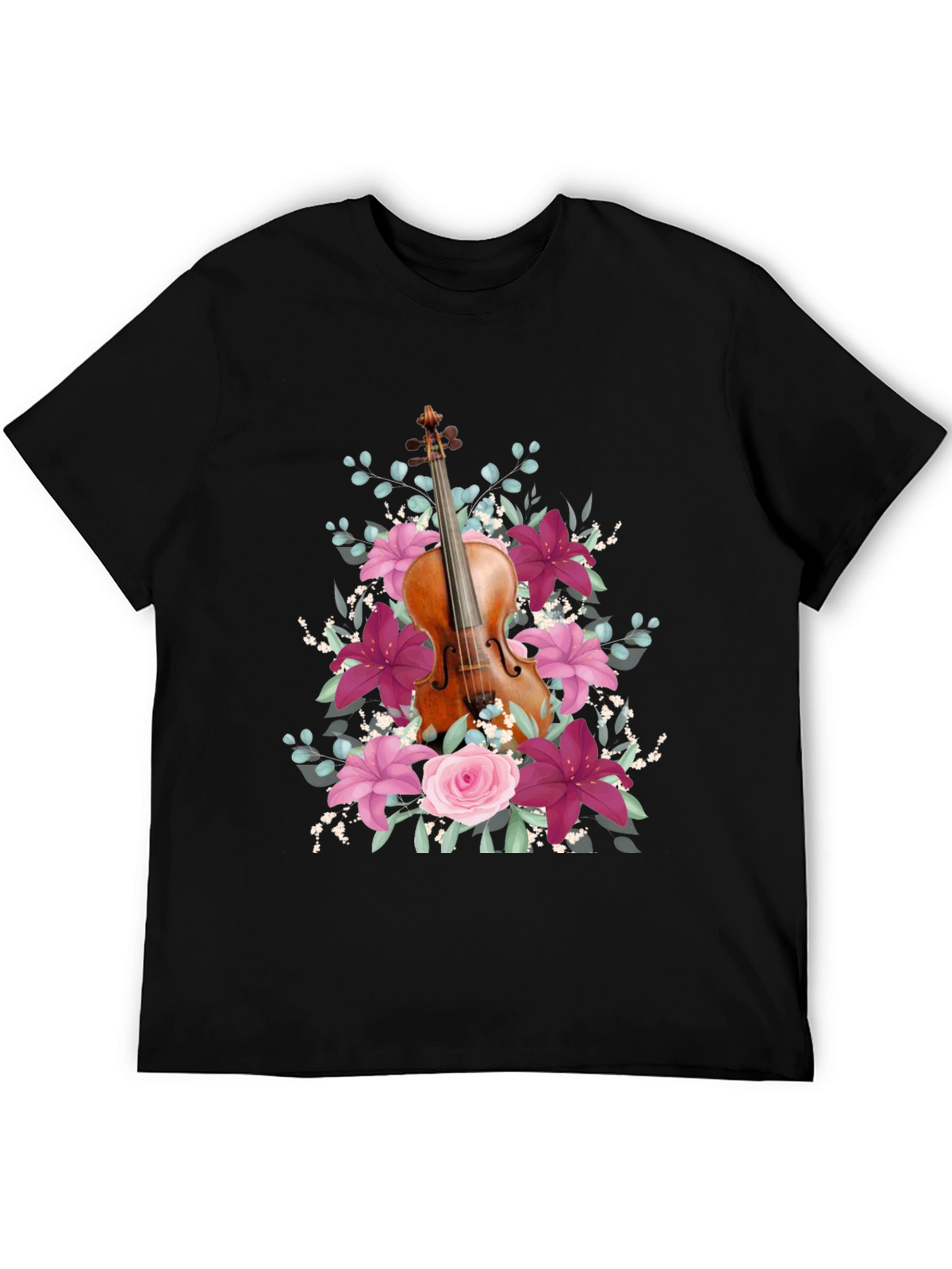 Floral Violin T-Shirt - Music Lover Tee