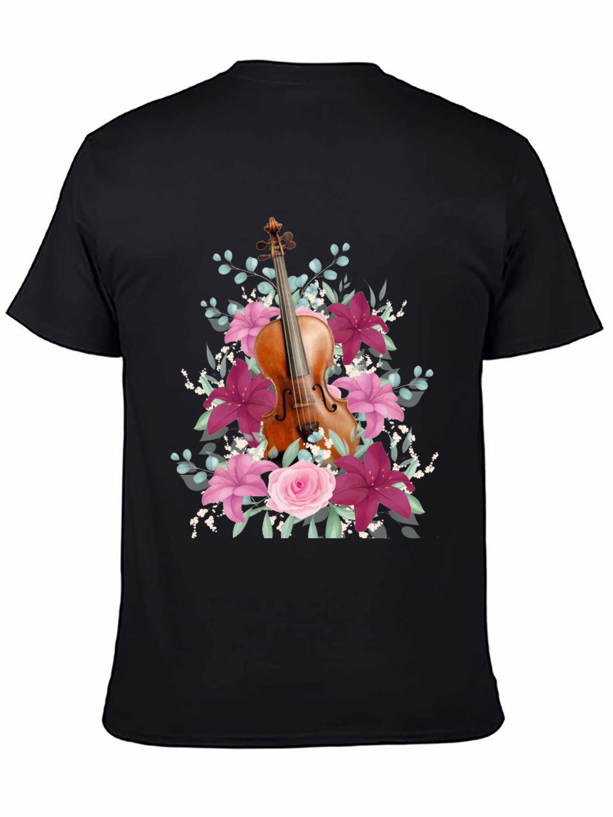 Floral Violin T-Shirt - Music Lover Tee