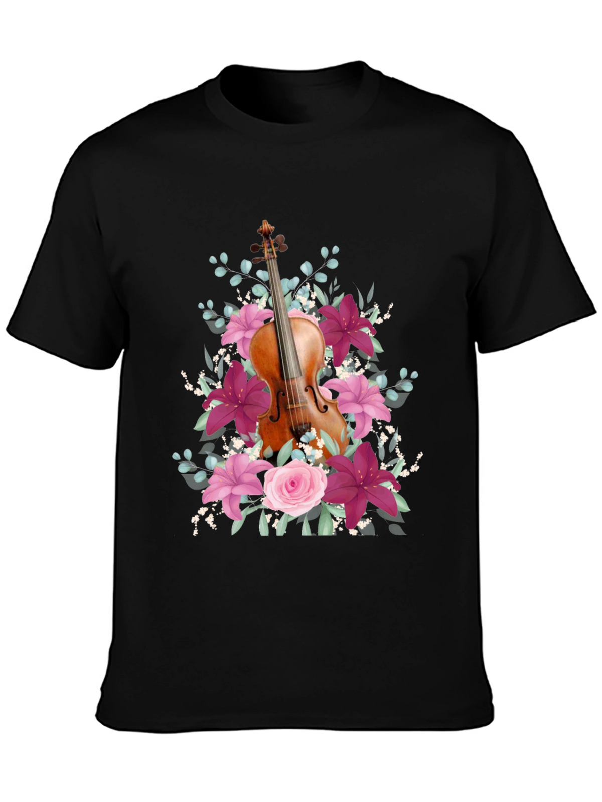 Floral Violin T-Shirt - Music Lover Tee