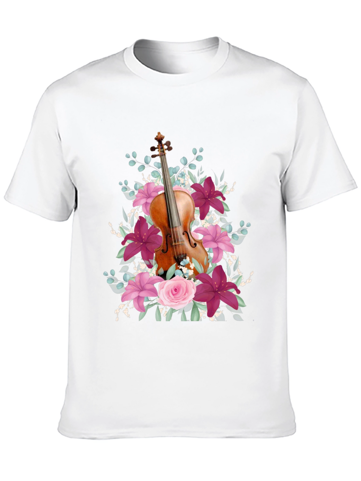 Floral Violin T-Shirt - Music Lover Tee