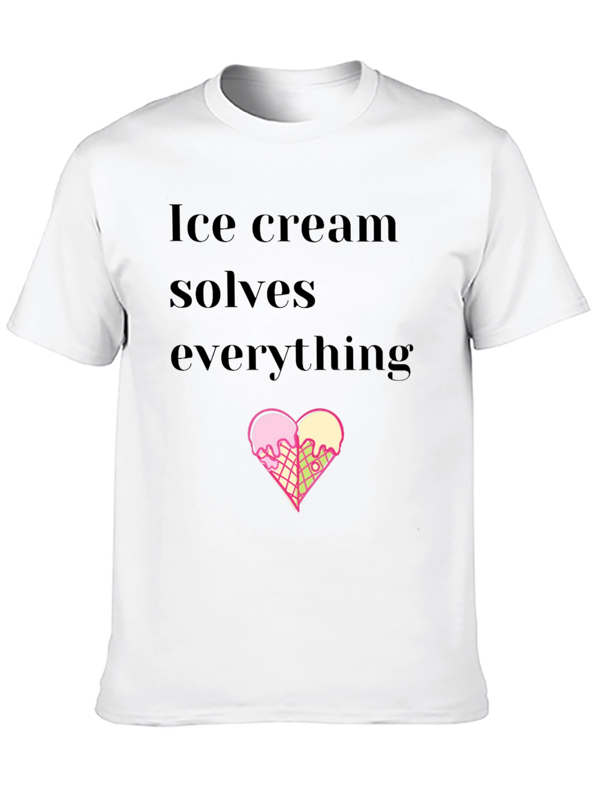 Ice Cream Solves Everything Black T-Shirt