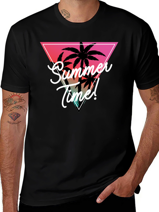 Summer Time Palm Tree Graphic Tee - Tropical Vibes