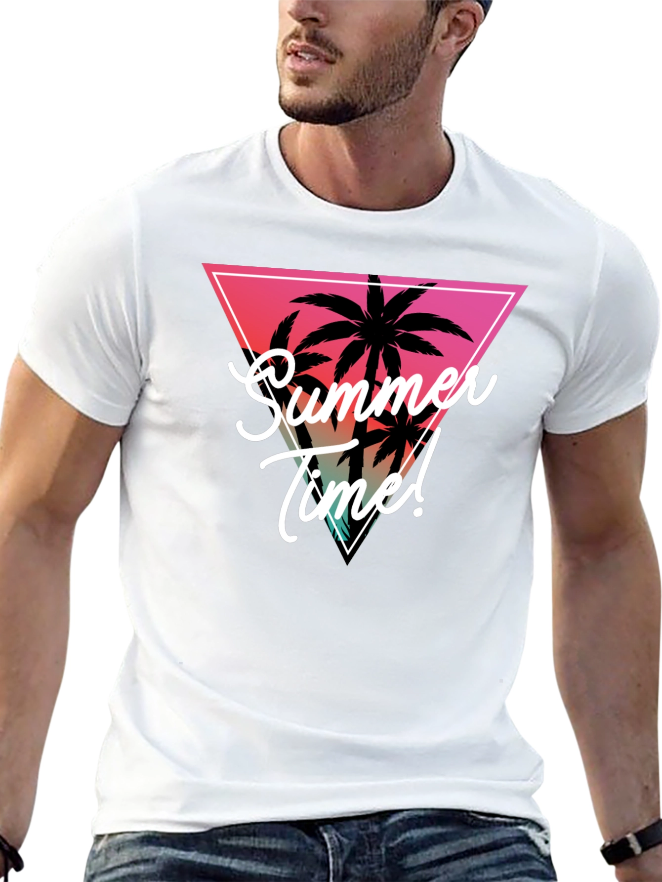 Summer Time Palm Tree Graphic Tee - Tropical Vibes