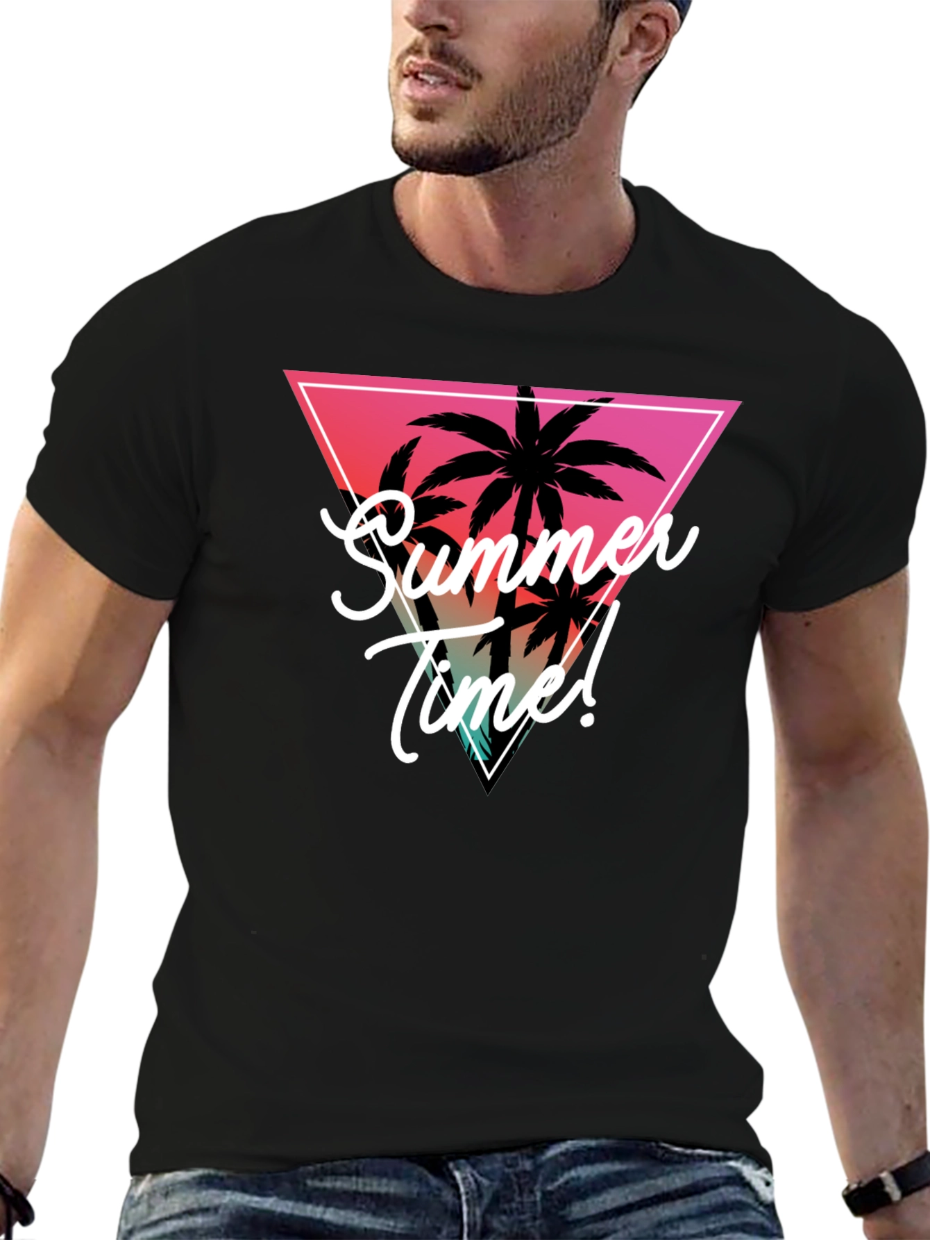 Summer Time Palm Tree Graphic Tee - Tropical Vibes