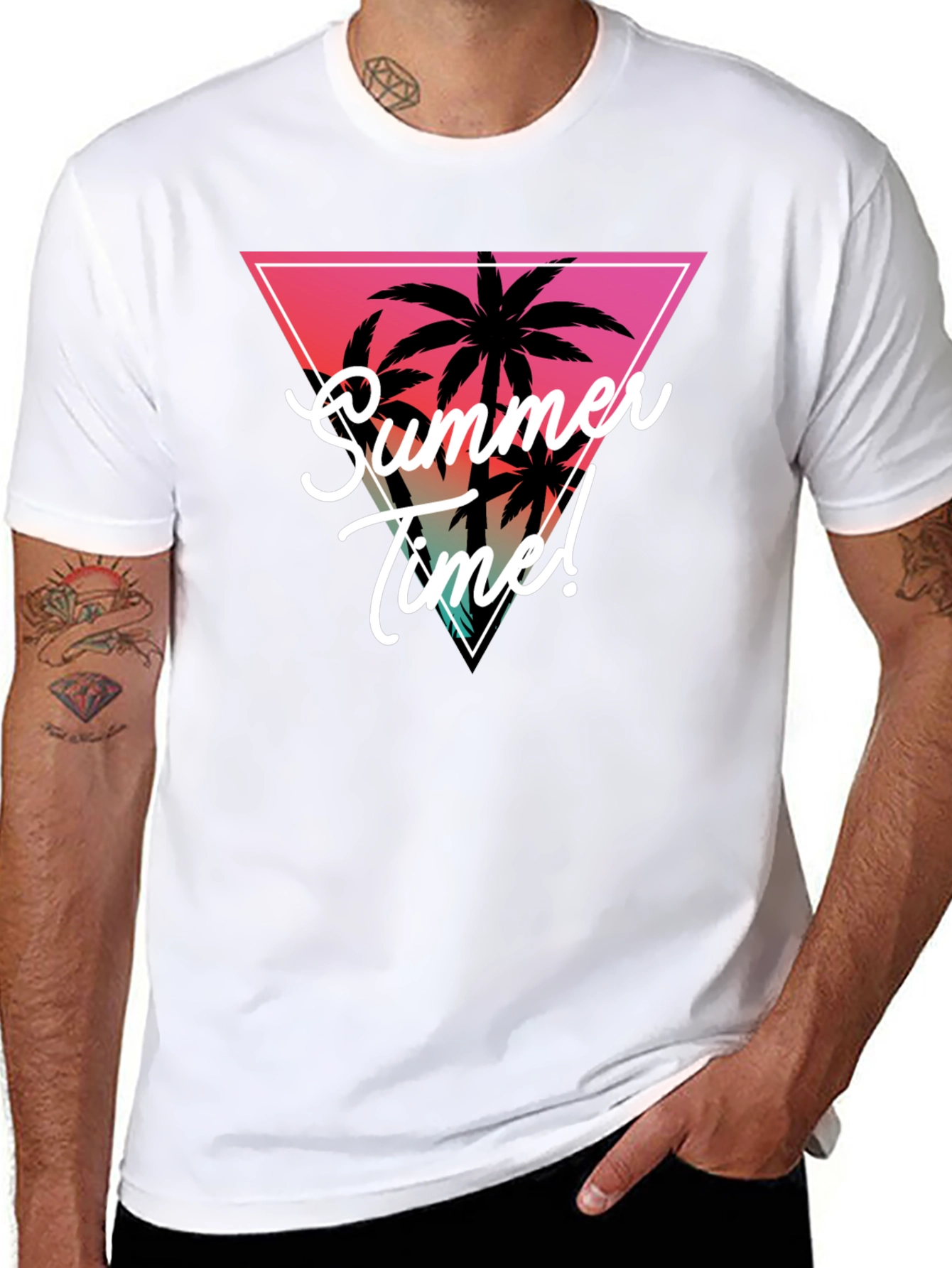 Summer Time Palm Tree Graphic Tee - Tropical Vibes