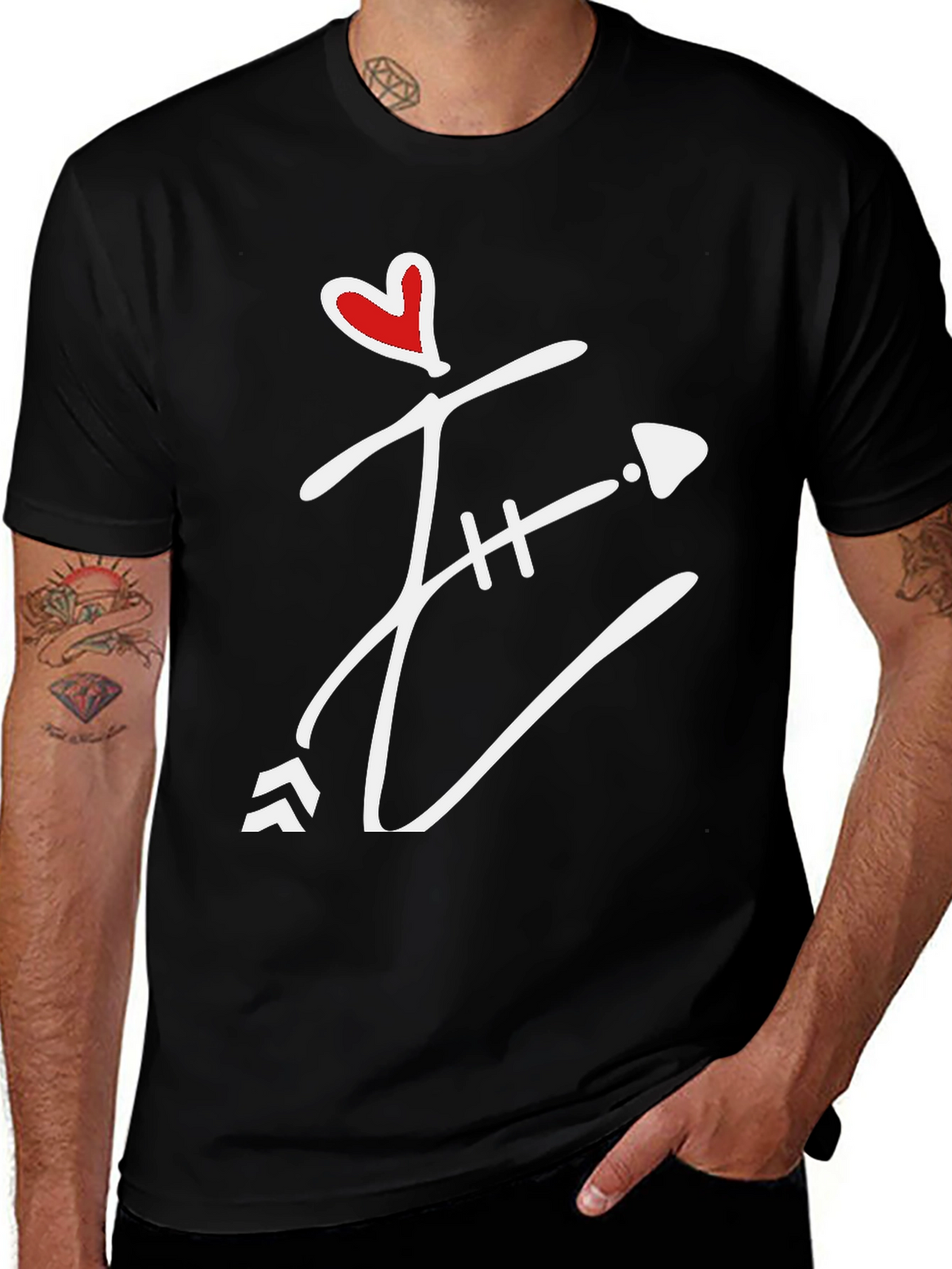 Heart Arrow Graphic Tee - Mens Black T-Shirt