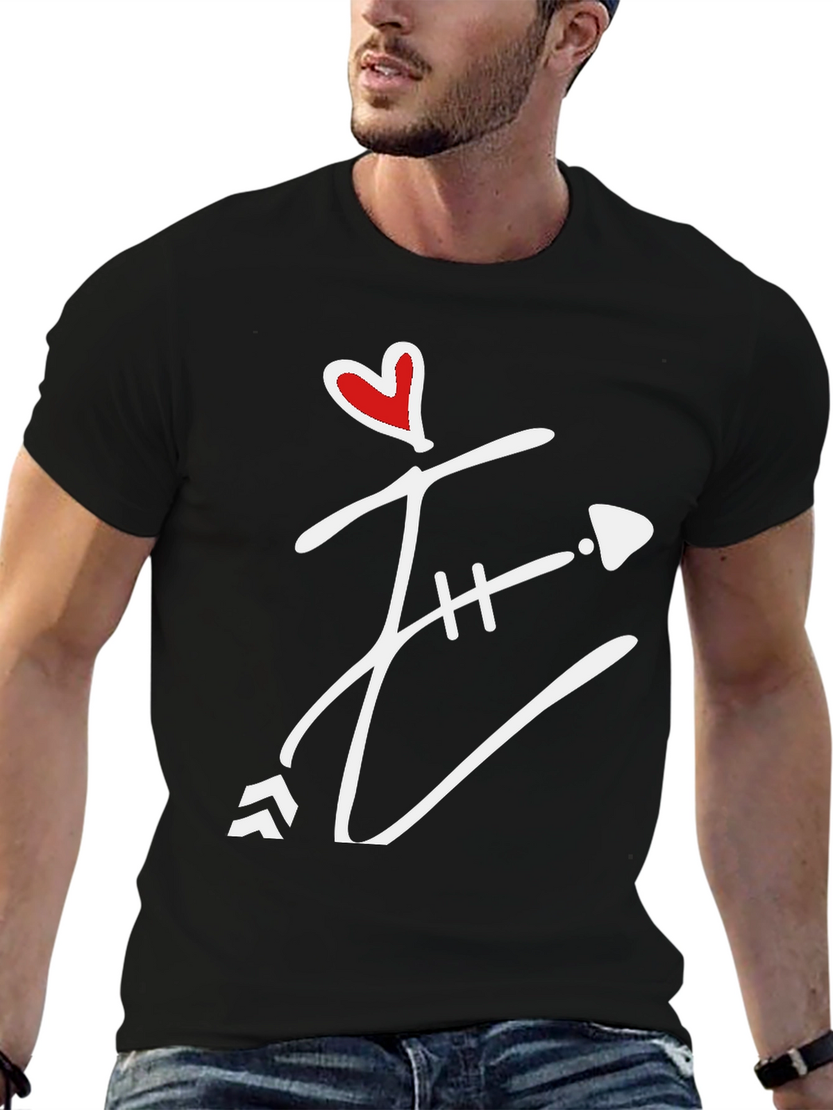 Heart Arrow Graphic Tee - Mens Black T-Shirt