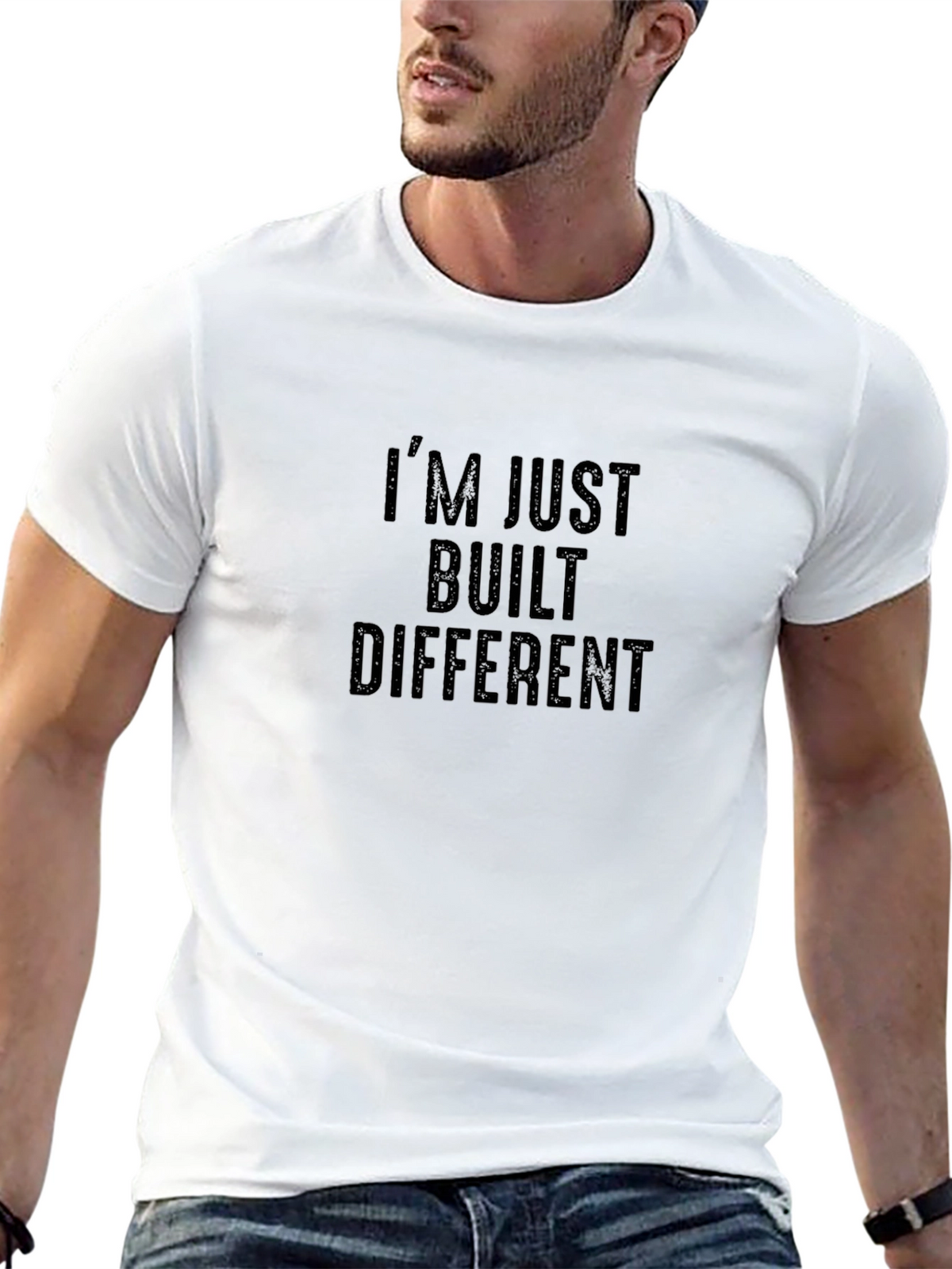 Im Just Built Different Black Graphic Tee