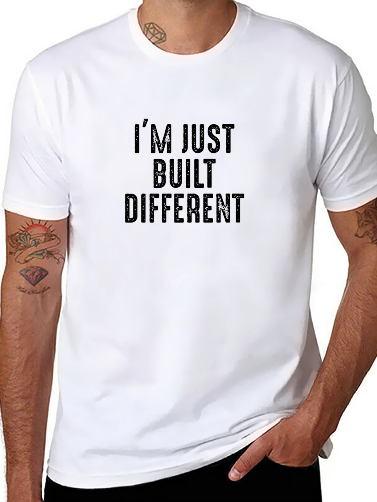 Im Just Built Different Black Graphic Tee