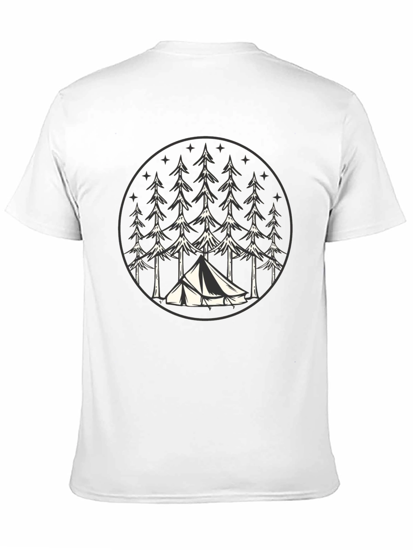 Camping Tent Trees Graphic Tee - Nature Lover T-Shirt