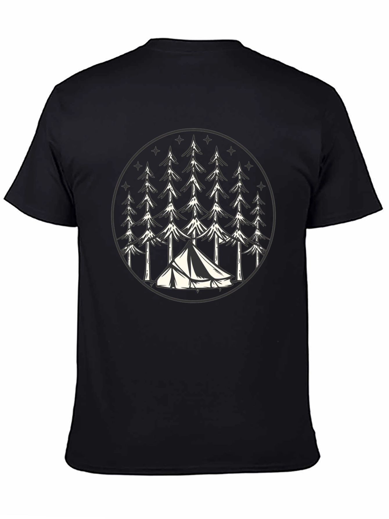 Camping Tent Trees Graphic Tee - Nature Lover T-Shirt